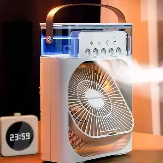 3 in 1 Portable Humidifier Fan Mini Air Conditioners USB Mini Fan LED Night Light Water Mist Fun Air Cooler Humidifie for Home