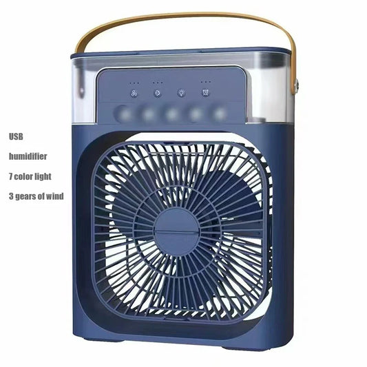 3 in 1 Portable Humidifier Fan Mini Air Conditioners USB Mini Fan LED Night Light Water Mist Fun Air Cooler Humidifie for Home